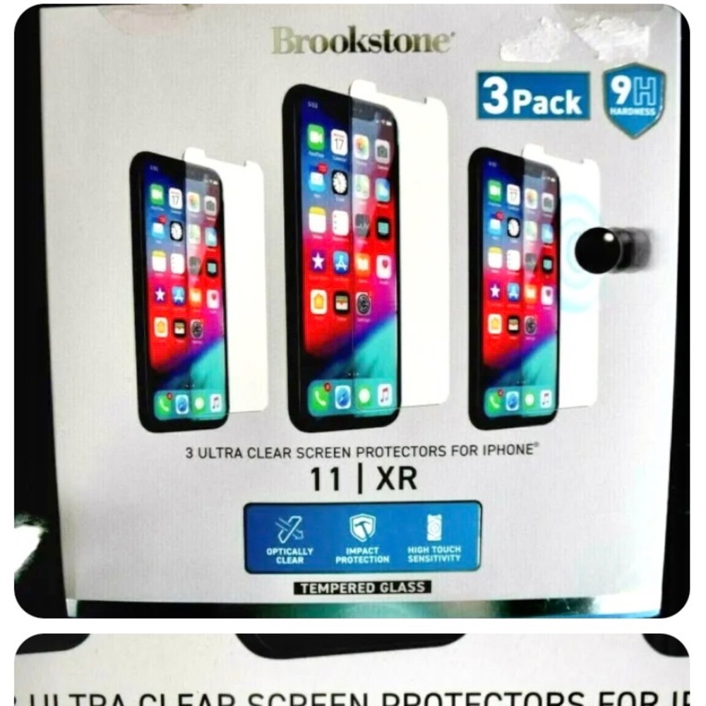 NEW BROOKSTONE 3 TEMPERED GLASS ULTRA CLEAR PROTECTORS IPHONE 11/XR